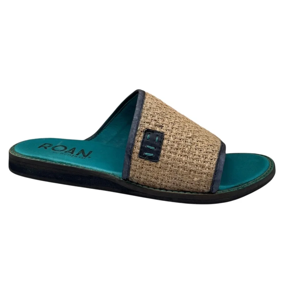 Roan by Bed Stu Womens Hara Leather Woven Jute Slide Sandals Size 7 Brown Tan